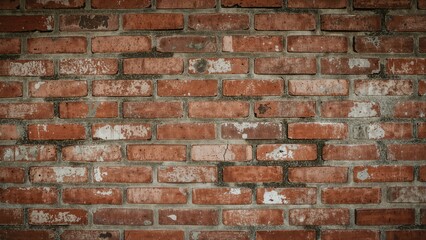 Fototapeta premium Antique red brick wall showing signs of wear and tear