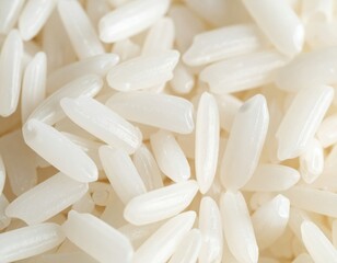 Close Up Of Uncooked White Rice Grains