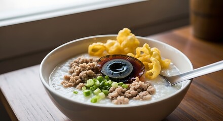 Savory Congee with Century Egg and Minced Pork