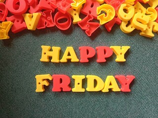 happy friday on 3d alphabet template design
