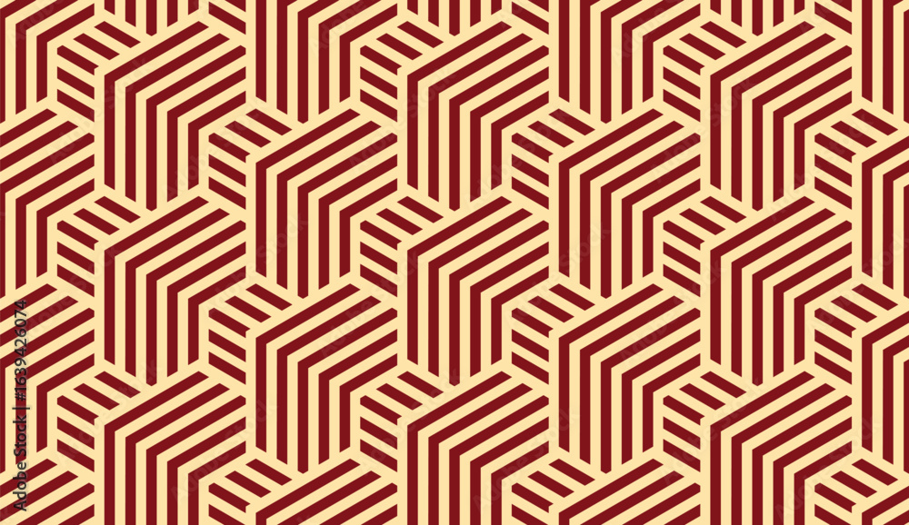 Poster abstract geometric pattern with stripes, lines. seamless vector background. golden and red ornament.