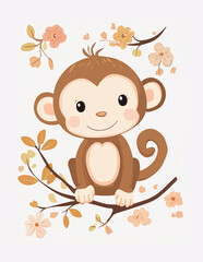 Obraz premium Nursery Poster with Monkey.