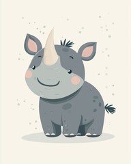 Nursery Poster with Rhino.