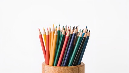 Fototapeta premium Box holding pencils isolated on a bright white setting