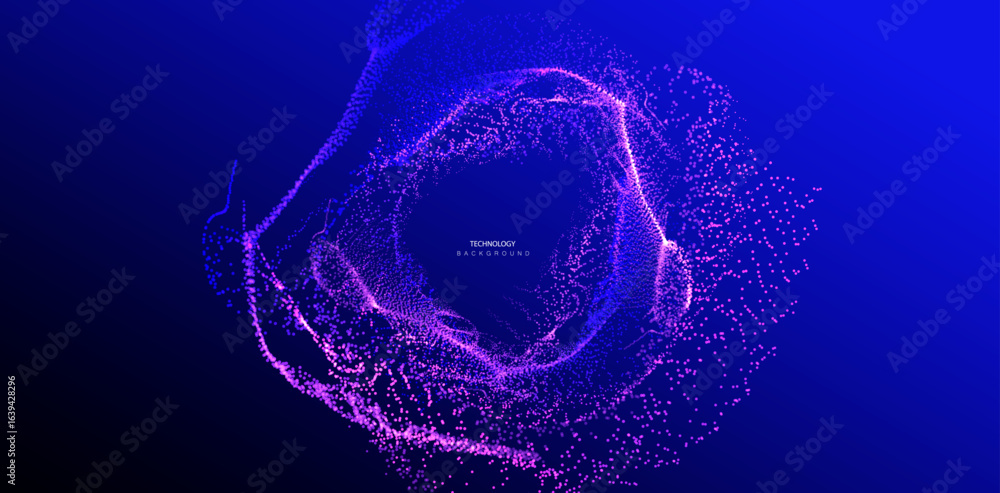 Aufkleber future design of a.i. particles banner. ai big data dotted round background. artificial intelligence