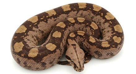 Obraz premium Brown Boa Constrictor on White Background – Exotic Snake Photography.