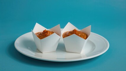 Pair of Paper Holders Filled With Sauce