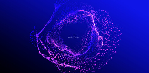 Future design of A.I. Particles banner. Ai big data dotted round background. Artificial Intelligence futuristic circle connect design.
