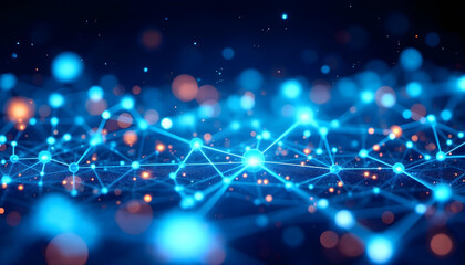 Abstract digital network of interconnected points and lines, showcasing complex data flow and connections.