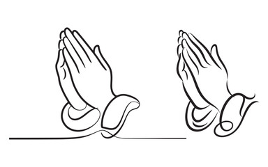 Praying hands gesture spiritual devotion faith symbol vector