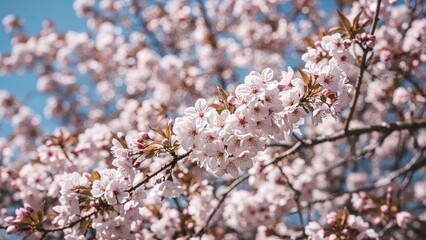 Blooming Cherry Blossom Tree Under Blue Sky