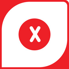 Obraz premium A bold, vector glyph icon featuring a white 'X' symbol within a solid red circle. This modern and clean design is ideal for close, cancel, or delete buttons in UI, apps, and websites.