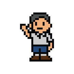 Fototapeta premium Student Pixel Art Boy 