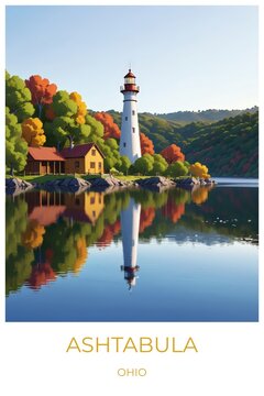 Ashtabula Ohio United states Travel Poster Illustration Print Decor Gift Canvas Wall Art Gift