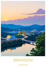 Branson Missouri United states Travel Poster Illustration Print Decor Gift Canvas Wall Art Gift