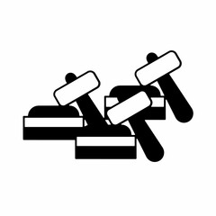 Hammer symbol. Flat linear design. Hammer icon. Isolated vector element.