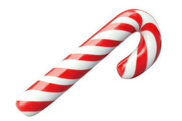 Fototapeta premium Festive red and white striped candy cane christmas holiday celebration sweet treat, isolated on transparent background