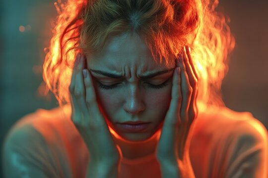 Tired employee struggles with burnout and stress during a late night at the office