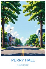 Obraz premium Perry hall Maryland United states Travel Poster Illustration Print Decor Gift Canvas Wall Art Gift