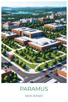 Paramus New jersey United states Travel Poster Illustration Print Decor Gift Canvas Wall Art Gift