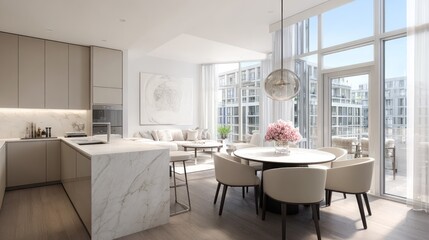 Modern open-plan condo interior