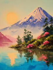 春の富士山