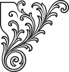 Obraz premium Ornate floral corner design element isolated on white background