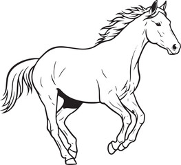 Running Horse Line Art Vector