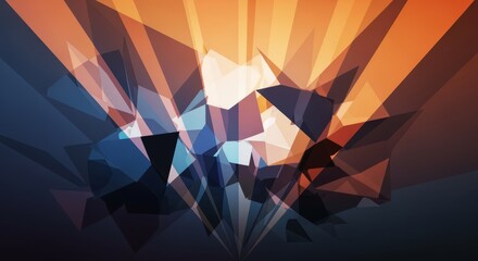 Abstract Geometric Shapes with Orange and Blue Gradient Background