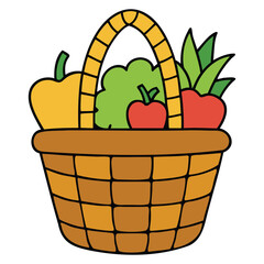 Vegetable Basket and Fresh Produce Vector Design