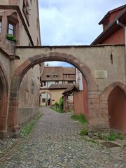 old houses in the old riquewihr, alsace, france