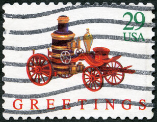 USA - 1992: shows Toy, Car, devoted Christmas, Greetings, 1992