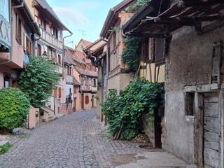 historical houses in the village eguisheim, alscace, france