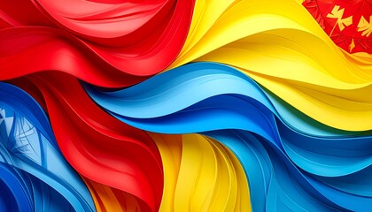 Abstract Swirls of Red, Yellow, and Blue: A Dynamic and Colorful Background Design