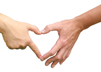 Couple making heart shape with hands, symbolizing love, unity, and togetherness. Transparent background