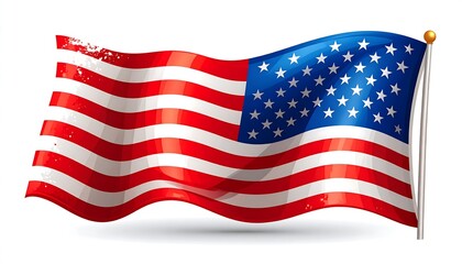 Colorful illustration of a waving american flag.
