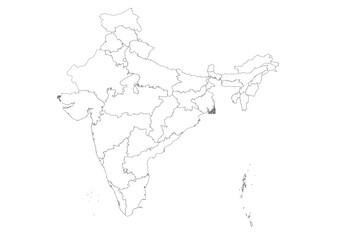 Blank Outline Map of India with States | Minimalist Unlabeled Vector Template for Design (SVG)