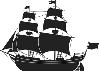 Vintage sailing ship silhouette, old pirate vessel, classic tall ship, nautical transport,  © Creatives Mind
