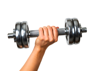 Man s hands gripping dumbbells for weightlifting isolated on transparent background