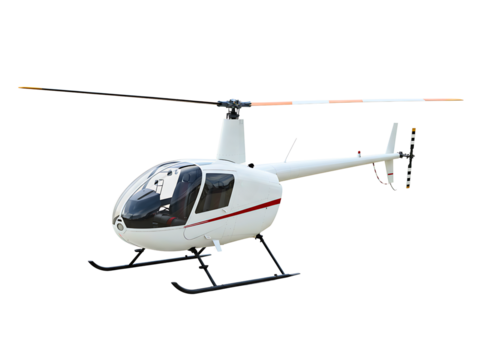 White helicopter with red stripe isolated on transparent background