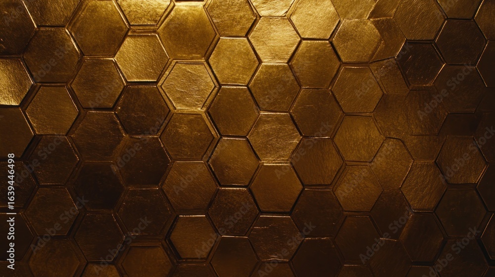 Poster abstract golden geometric hexagon background with a luxurious textured surface