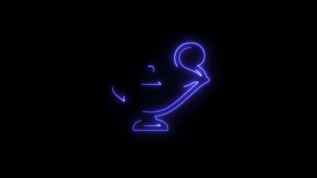 Aladdin, vector The image displays a neon sign in the shape of Aladdin's magic lamp, also known as a genie lamp. 