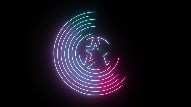 A neon-style representation of Captain America's shield. 