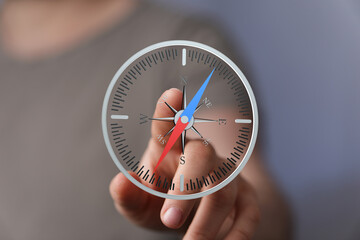 Find your direction.  Modern compass concept for business, travel, and life choices.