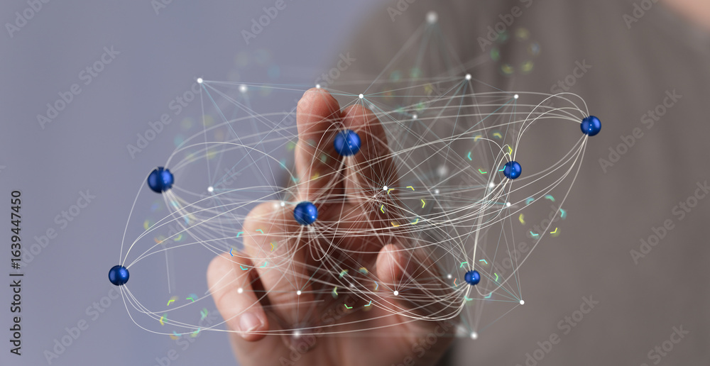 Poster abstract image of a network connection, representing global communication and data flow.