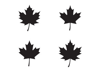 maple leaf logo silhouette vector design, maple leaf black silhouette logo icon, black maple leaves vector illustration, maple leaf canadian icon logo isolated on white background