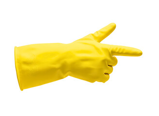 Yellow rubber glove for cleaning and protection isolated on transparent background