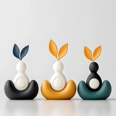 3D Render of Meditating Figures Symbolizing Mental Wellness
