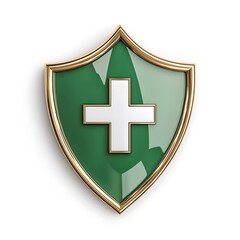 Medical Shield with Cross 3D Render