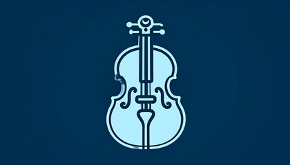 Fototapeta premium A light-blue cello silhouette against a deep-navy backdrop.